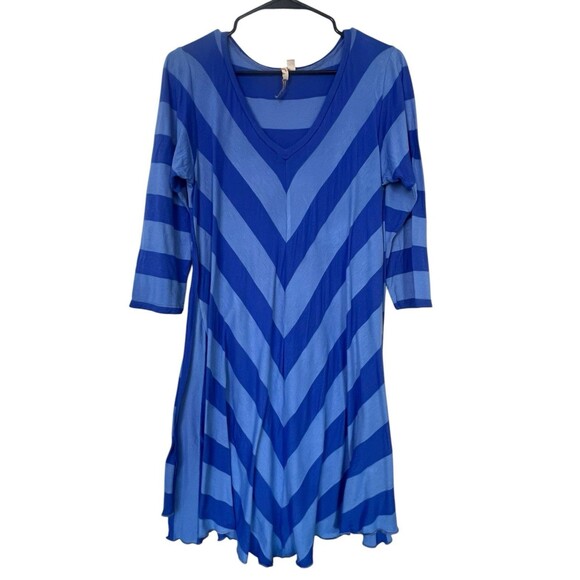 Comfy U.S.A Dress Blue striped womens size m - Picture 1 of 7